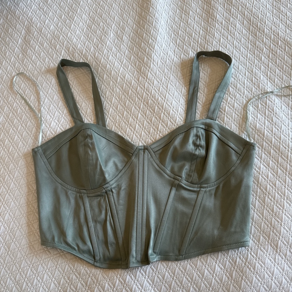 Zara Elegant Green Bustier Top